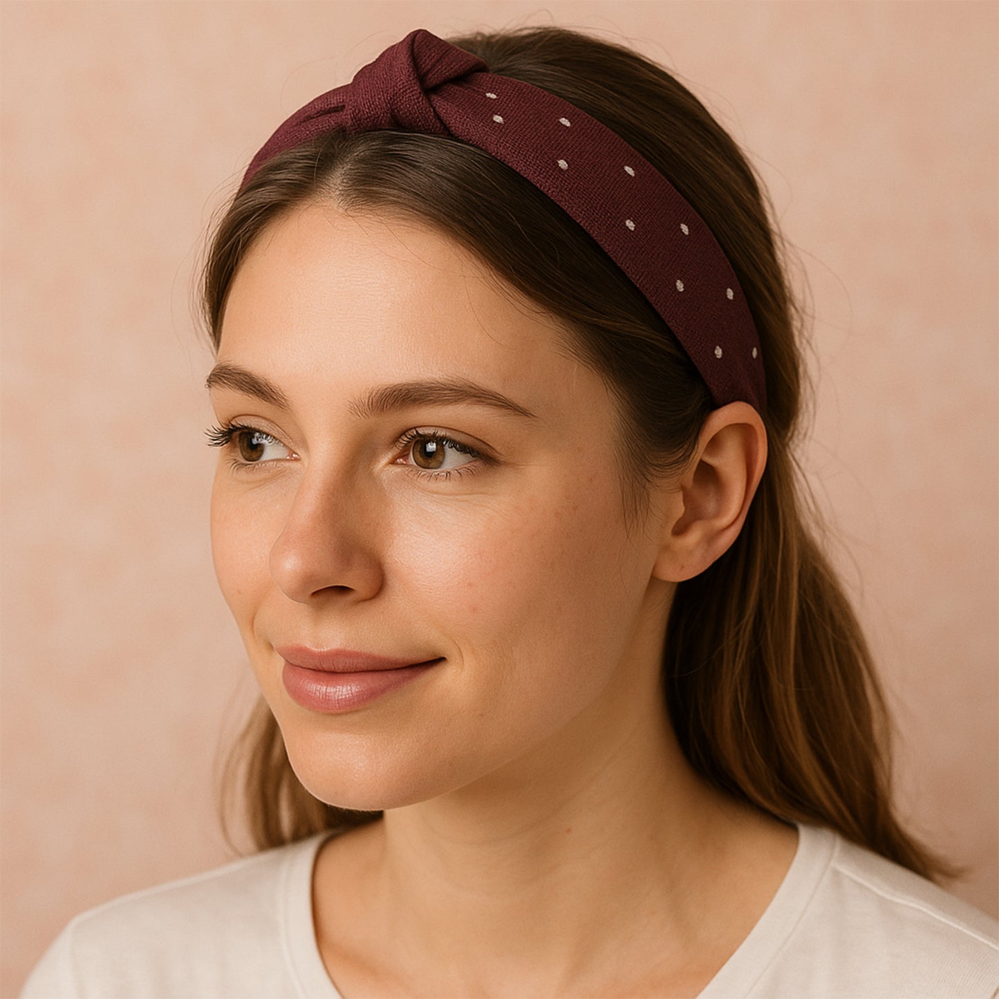 Womens Polka Dot Fabric Knot Hairband Stylish Comfortable (1 Pc)