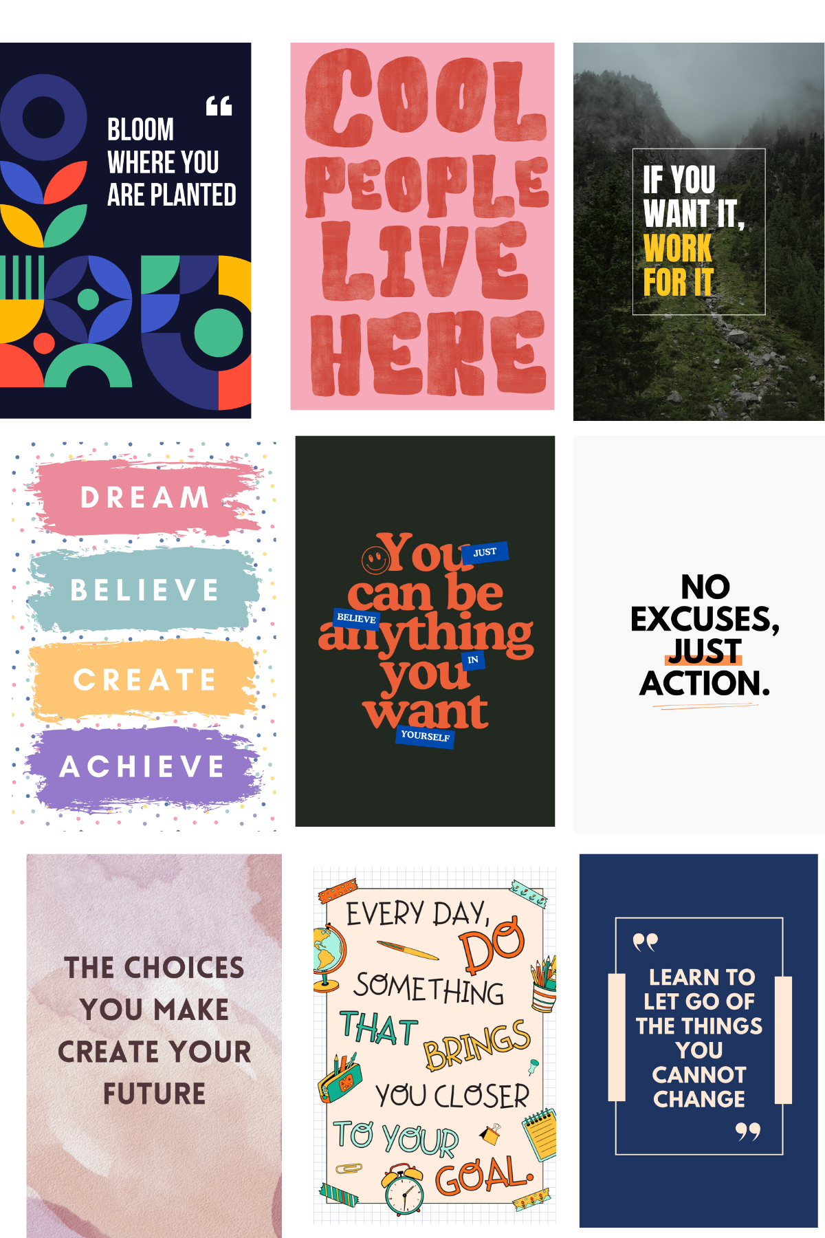 20 Motivational Digital Posters – Printable Wall Art Bundle – Instant Download (₹50)