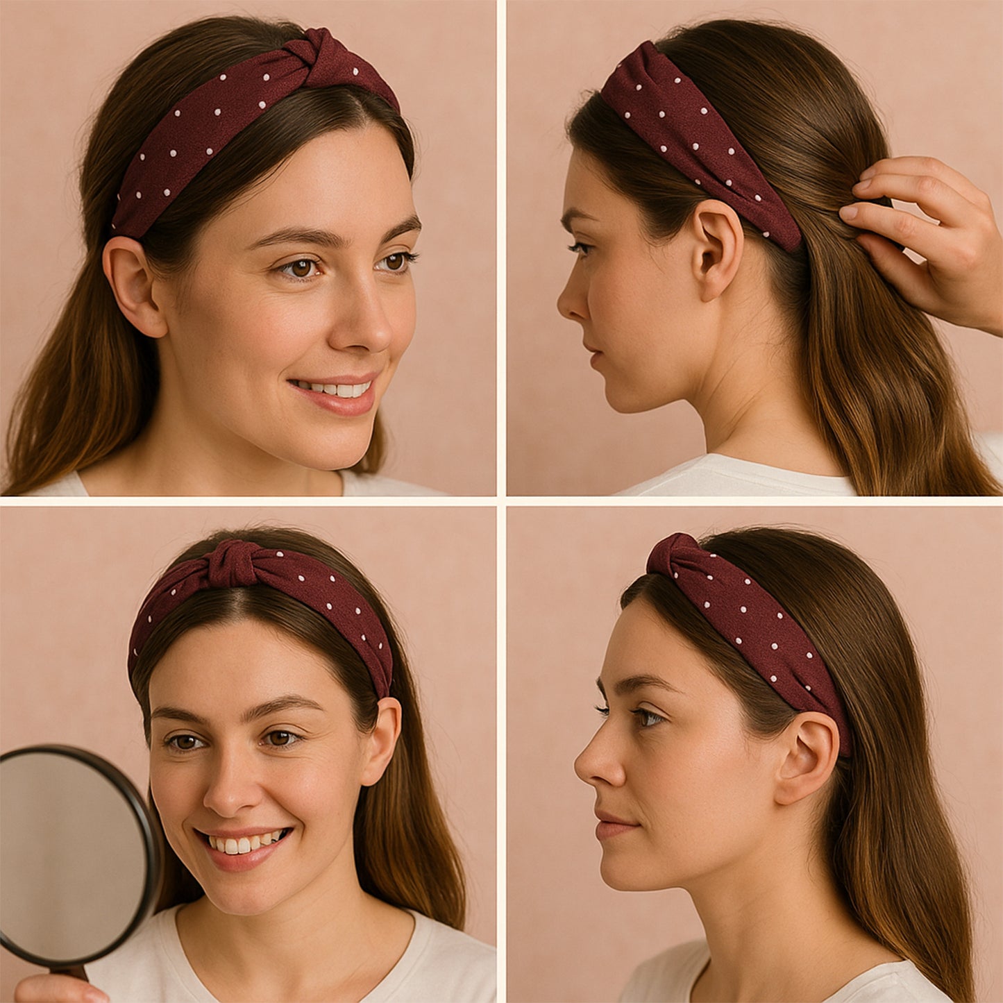 Womens Polka Dot Fabric Knot Hairband Stylish Comfortable (1 Pc)