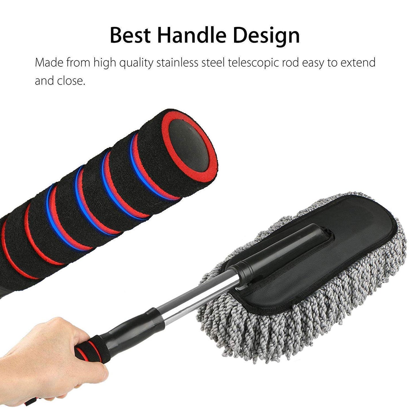 Long Retractable Microfiber Car Duster Brush – Soft Non-Slip Handle, Multipurpose for Car Interior & Exterior, Boats, and Home Cleaning