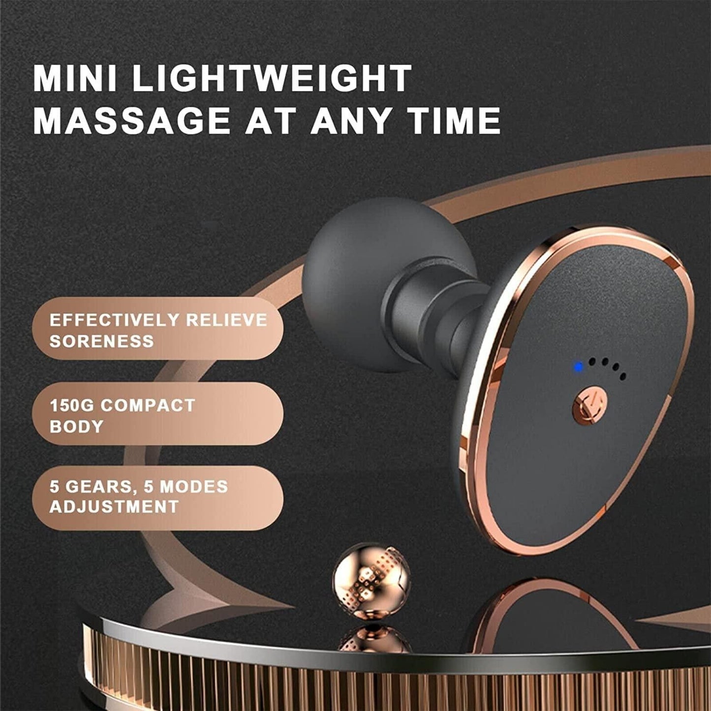 Mini Portable Body Massager – Silent Fascia Gun with 5 Vibration Modes