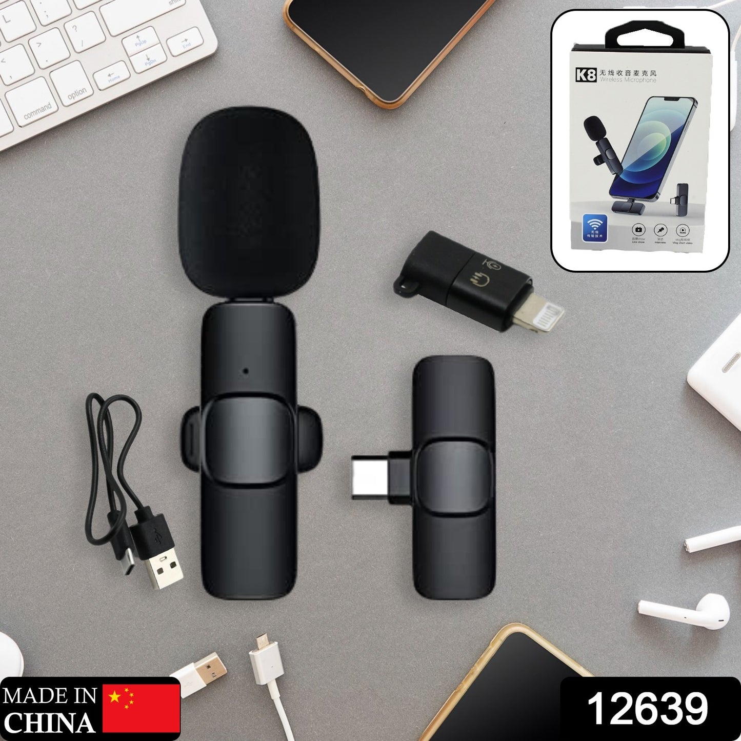 Intelligent Noise Cancelling Live Streaming Clip On Microphone For Type-c For Iphone With Charging Mini Wireless Lapel Collar Microphone