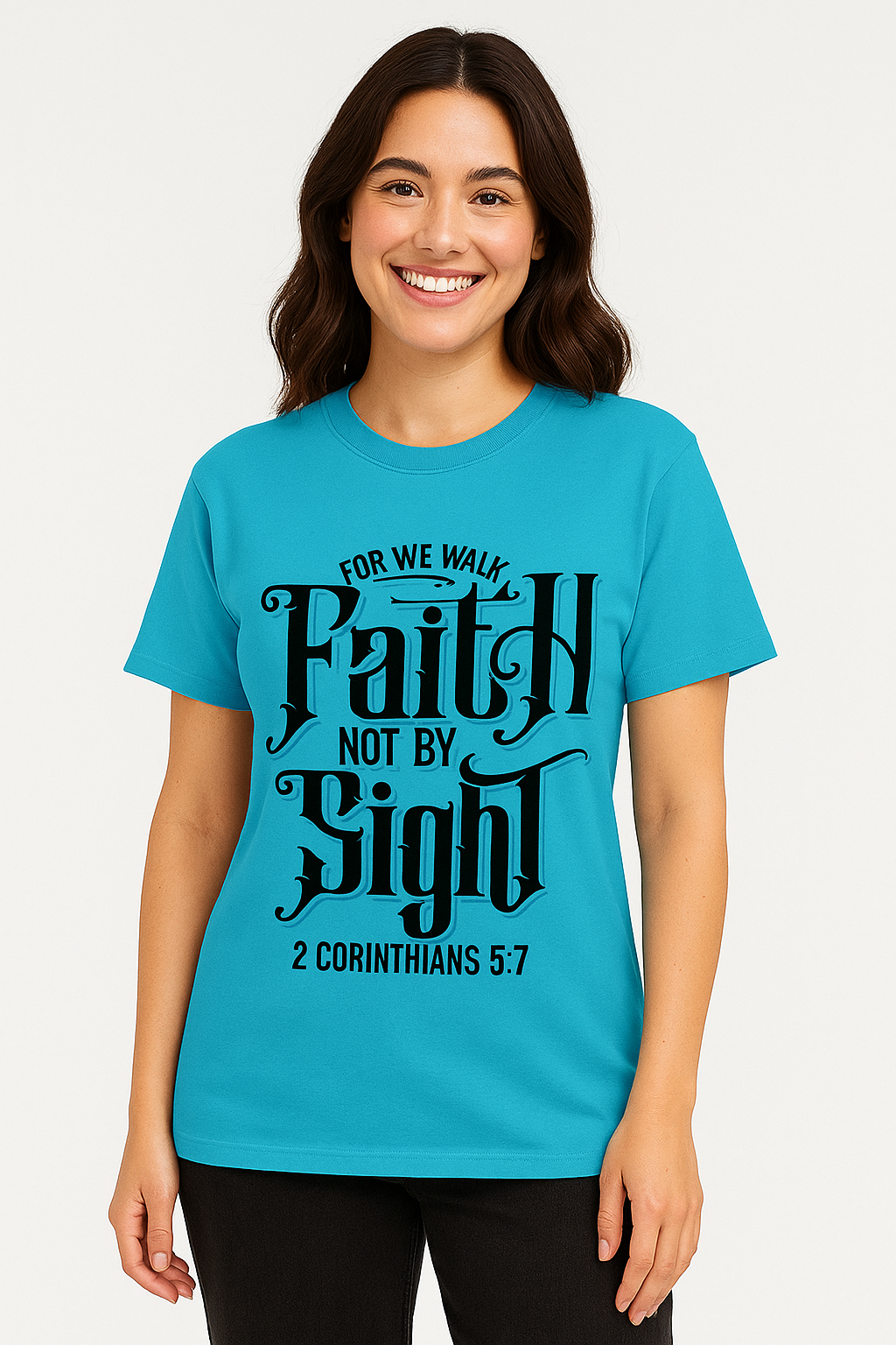 Faith Not By Sight Christian T-Shirt – 2 Corinthians 5:7 Scripture Tee (100% Cotton, Unisex)