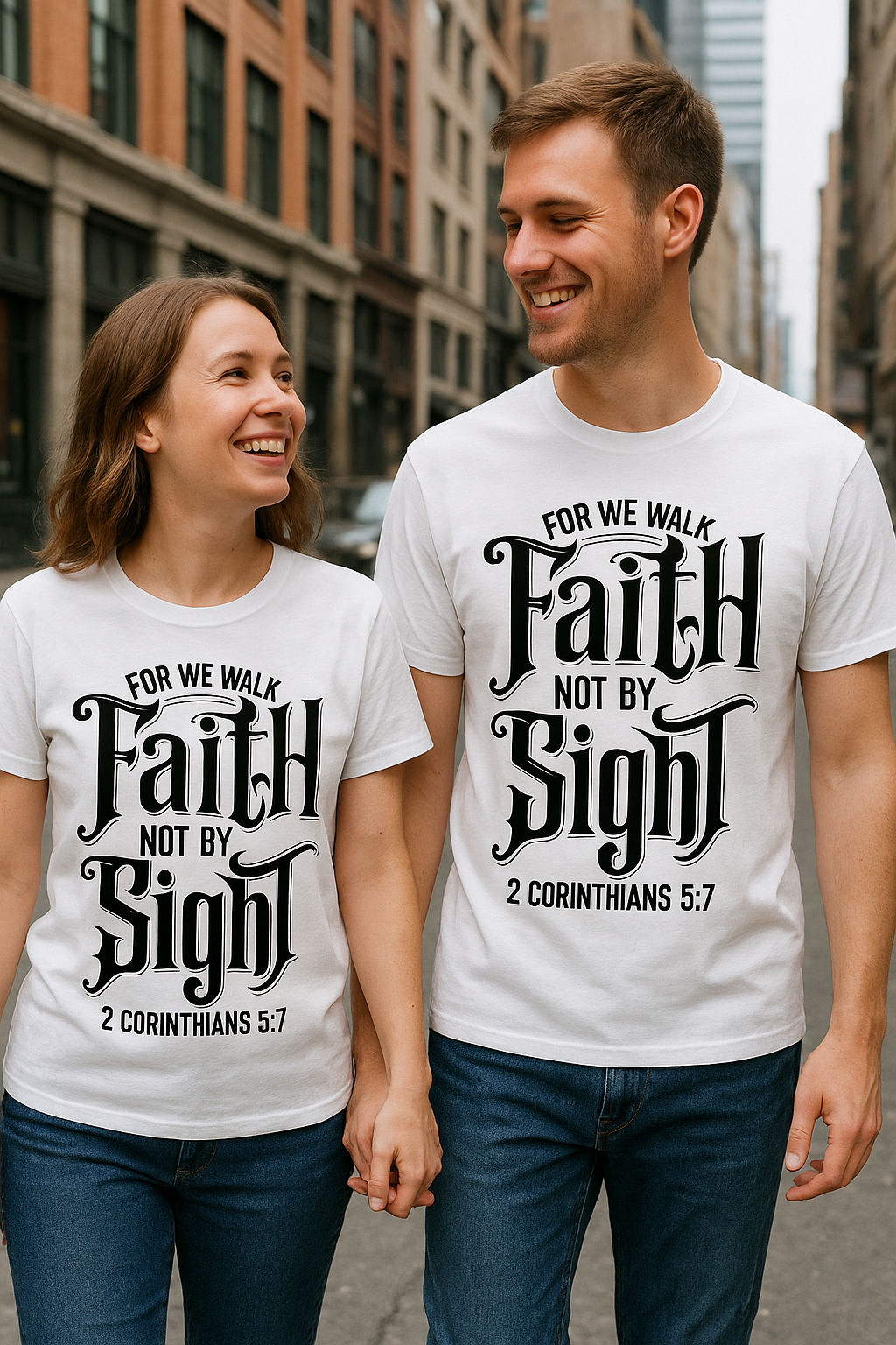 Faith Not By Sight Christian T-Shirt – 2 Corinthians 5:7 Scripture Tee (100% Cotton, Unisex)