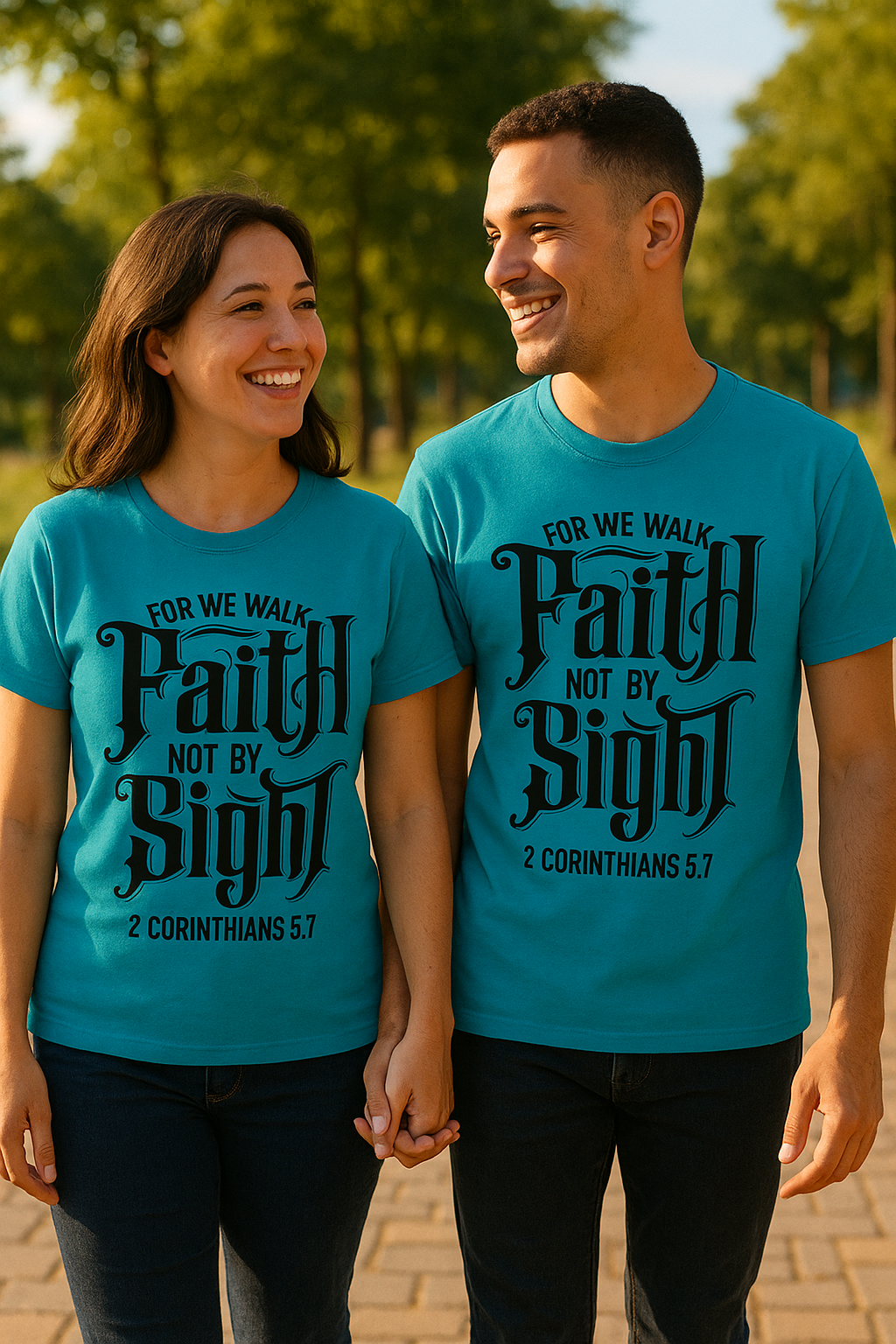 Faith Not By Sight Christian T-Shirt – 2 Corinthians 5:7 Scripture Tee (100% Cotton, Unisex)