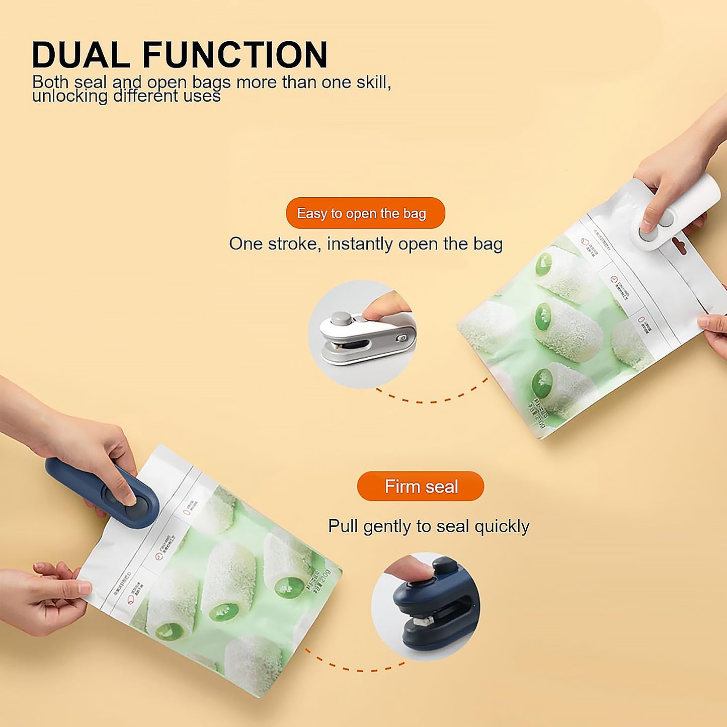Portable Mini Sealing Machine Handheld Packet Sealer for Food, Snacks, Chips, Fresh Storage, Plastic Bag Sealing Machine, Multicolor