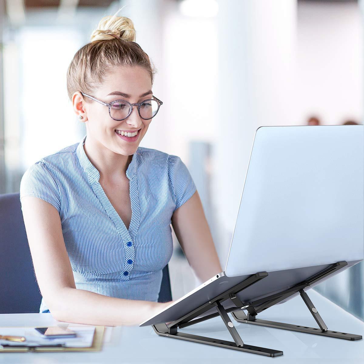 Adjustable Laptop Stand Holder With Built-in Foldable Legs And High Quality Fibre