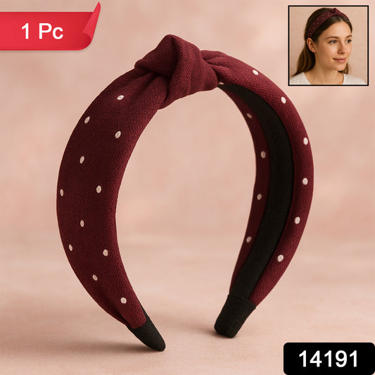 Womens Polka Dot Fabric Knot Hairband  Stylish  Comfortable (1 Pc)