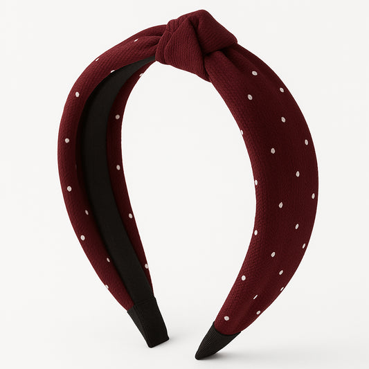 Womens Polka Dot Fabric Knot Hairband  Stylish  Comfortable (1 Pc)