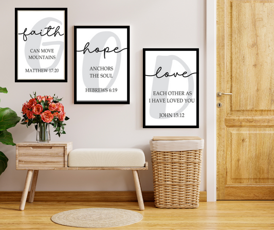 Bible Verse Wall Frame – Jesus Quotes Sticker Poster – Christian Home Décor (A3 & A4 Sizes, Pack of 3)