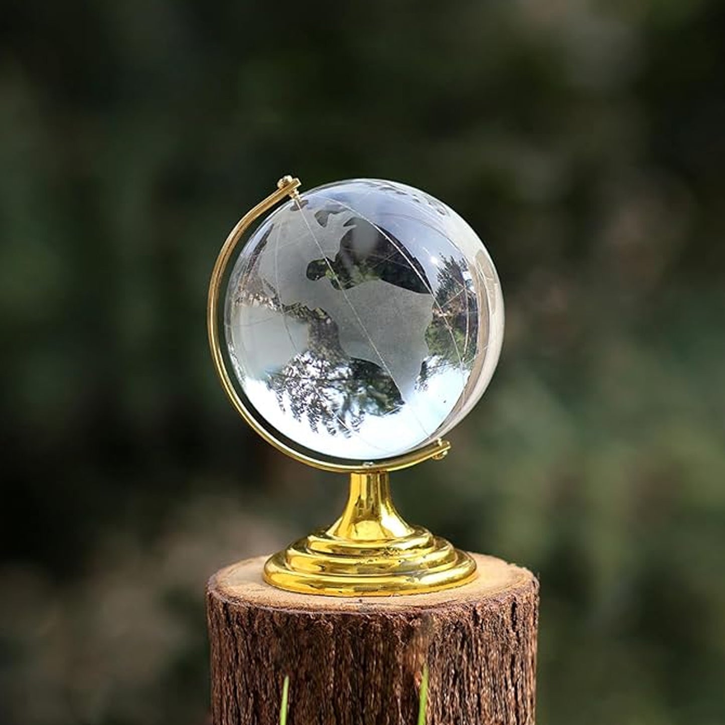 Crystal Globe World Map 50 Mm With Golden Stand (1 Pc)