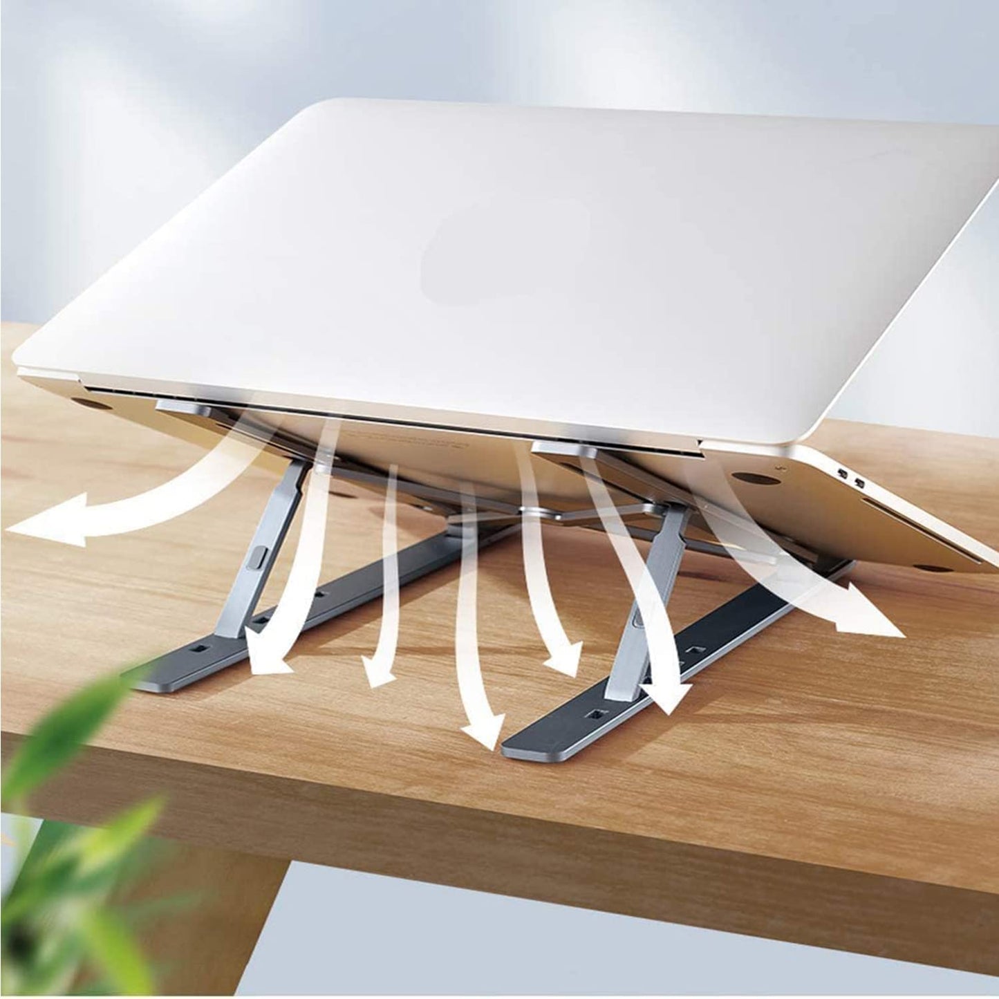 Laptop Stand For Desk Metal Portable Laptop Stand With 6 Adjustable Angles Laptop Riser Phone And Tablet Stand Compatible For All Laptop