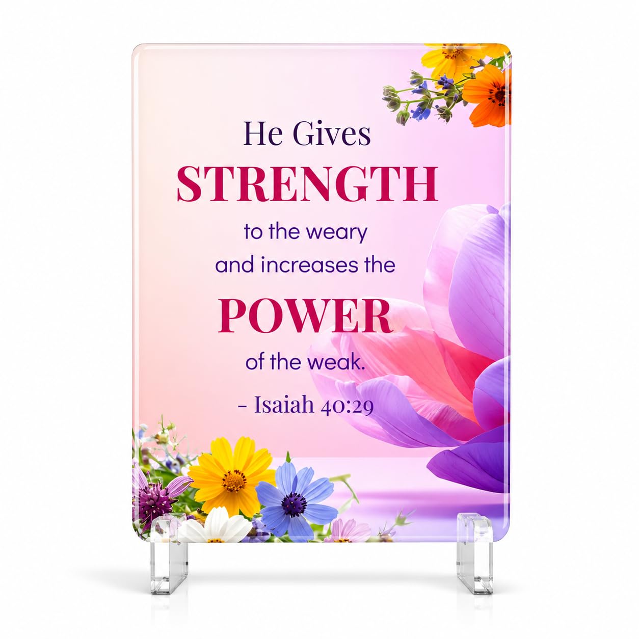 Christian Acrylic Desk Plaque – Bible Verse Display – Modern Acrylic Stand Frame for Home Office Decor, Faith Gift for Women Men