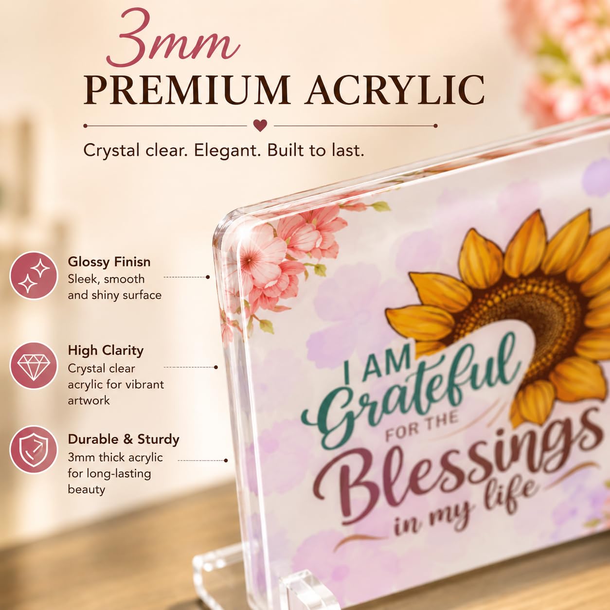 Christian Acrylic Desk Plaque – Bible Verse Display – Modern Acrylic Stand Frame for Home Office Decor, Faith Gift for Women Men