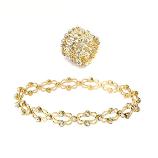 Stretchable 2-in-1 Ring Bracelet – Flexible Copper Jewelry for Women (Assorted Color)