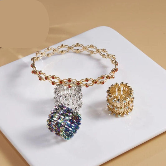 Stretchable 2-in-1 Ring Bracelet – Flexible Copper Jewelry for Women (Assorted Color)