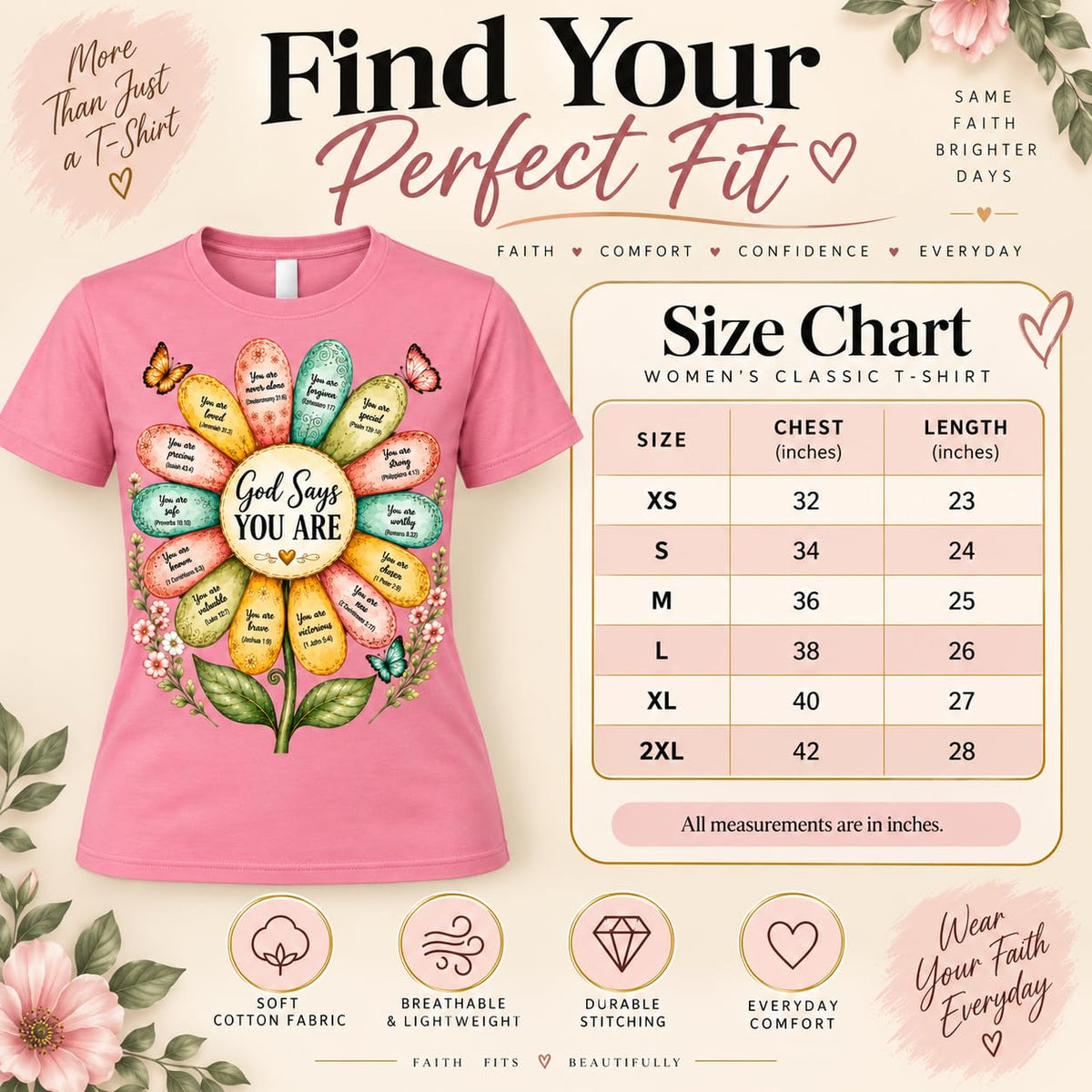 God Says You are Christian T-Shirt for Women | 100% Cotton