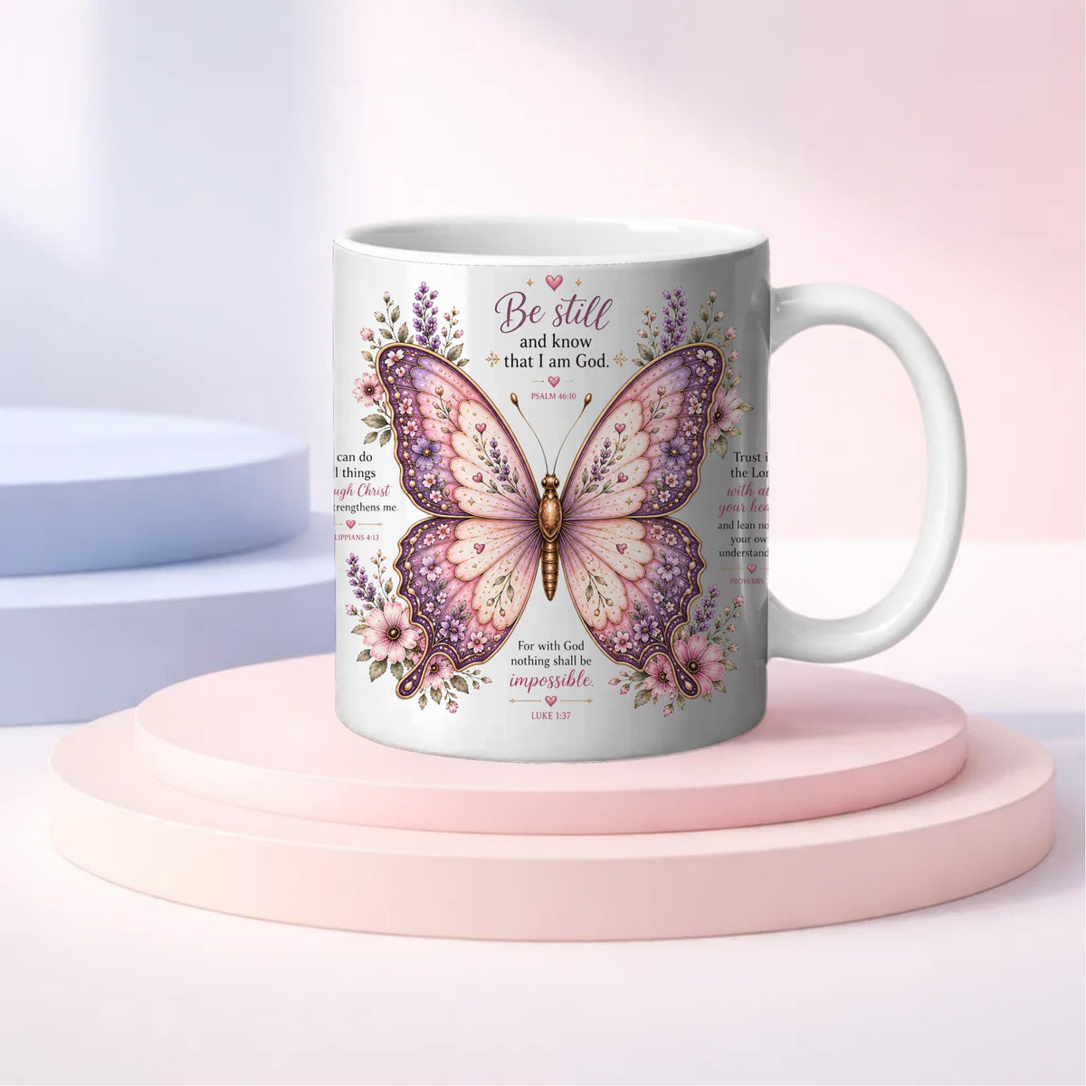 Grace & Blessings Christian Bible Verse Ceramic Coffee Mug |Blue