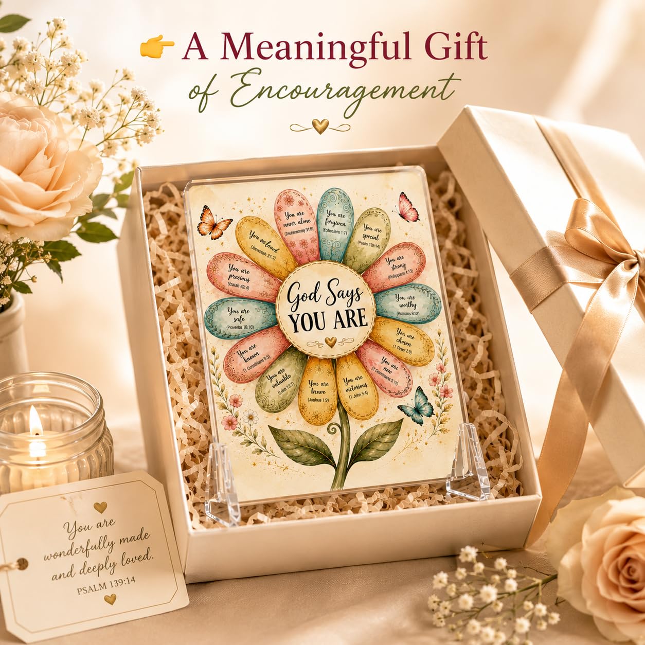 Christian Acrylic Desk Plaque – Bible Verse Display – Modern Acrylic Stand Frame for Home Office Decor, Faith Gift for Women Men
