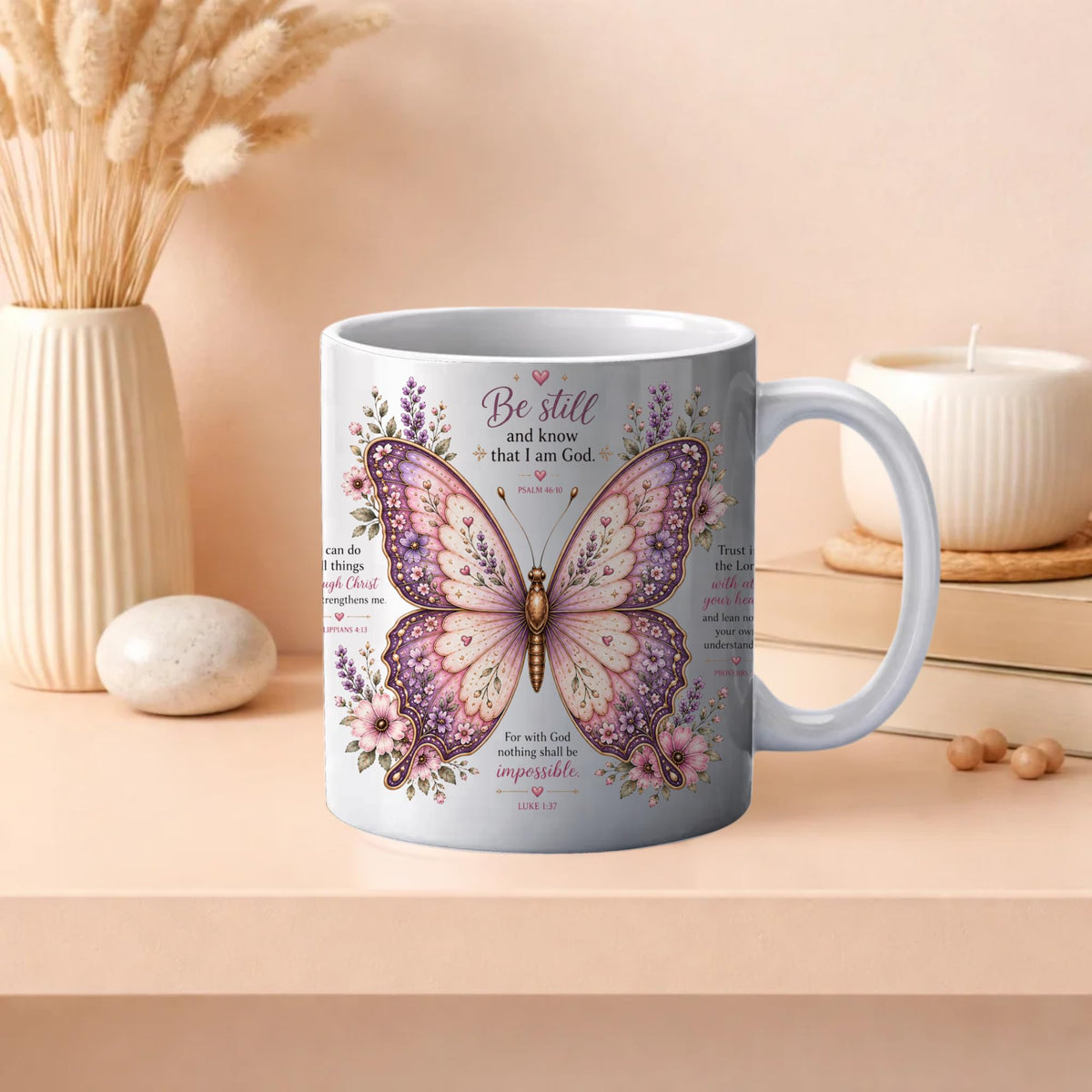 Grace & Blessings Christian Bible Verse Ceramic Coffee Mug |Blue