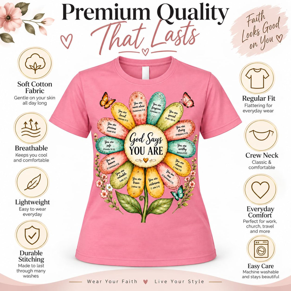 God Says You are Christian T-Shirt for Women | 100% Cotton