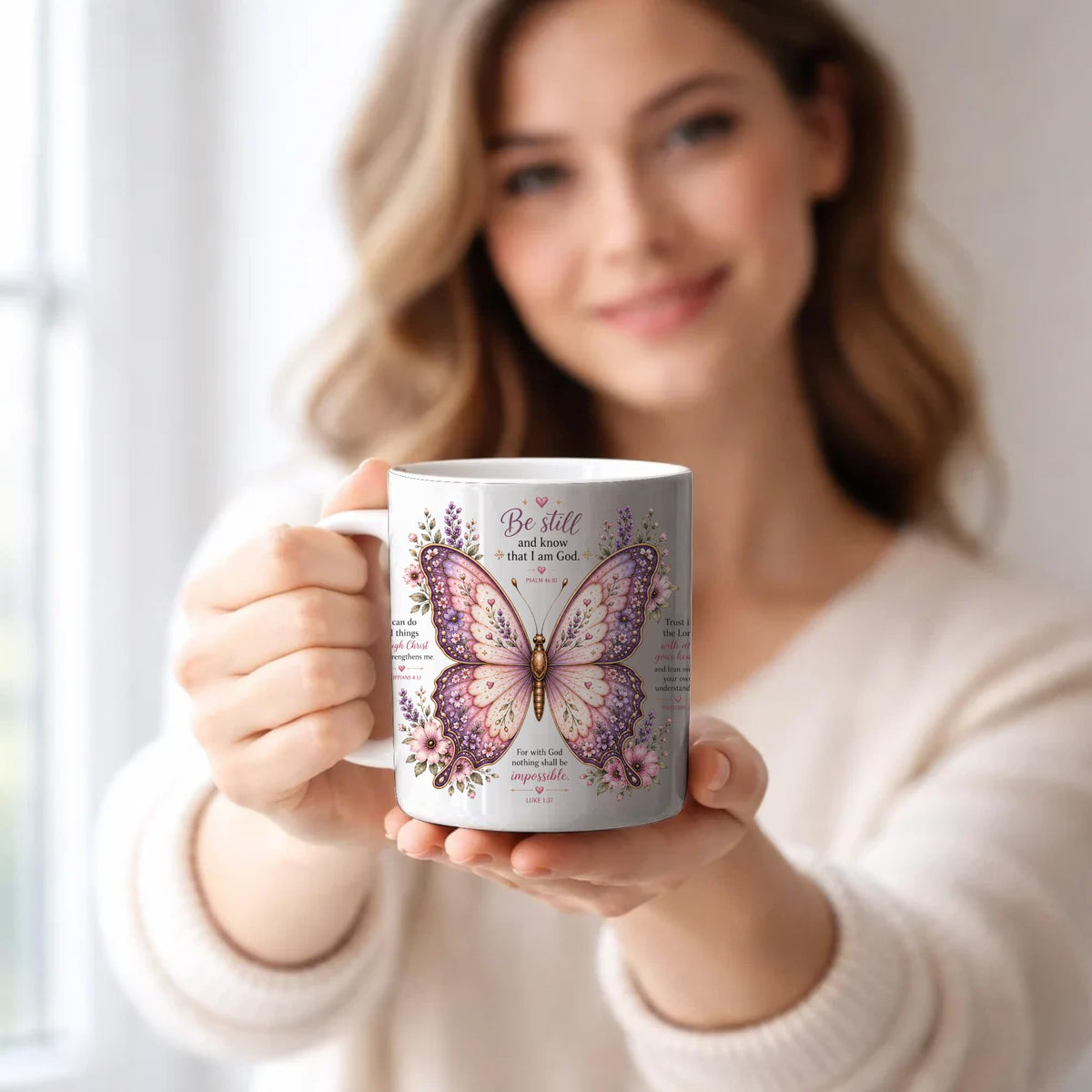 Grace & Blessings Christian Bible Verse Ceramic Coffee Mug |Blue