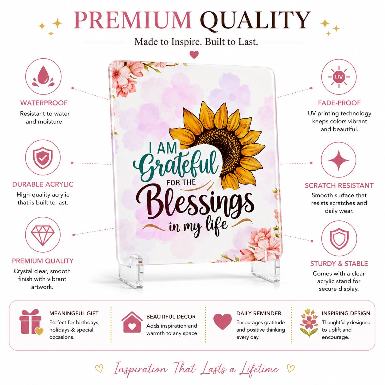 Christian Acrylic Desk Plaque – Bible Verse Display – Modern Acrylic Stand Frame for Home Office Decor, Faith Gift for Women Men