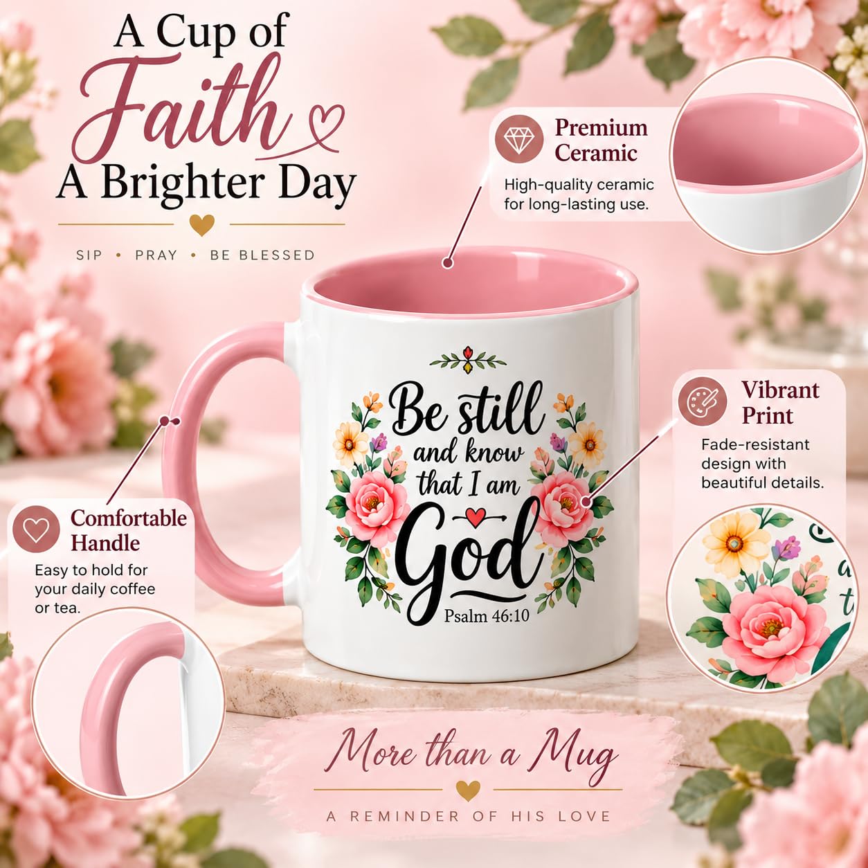 Christian Gift Set with Ceramic Mug, Notebook & Acrylic Stand