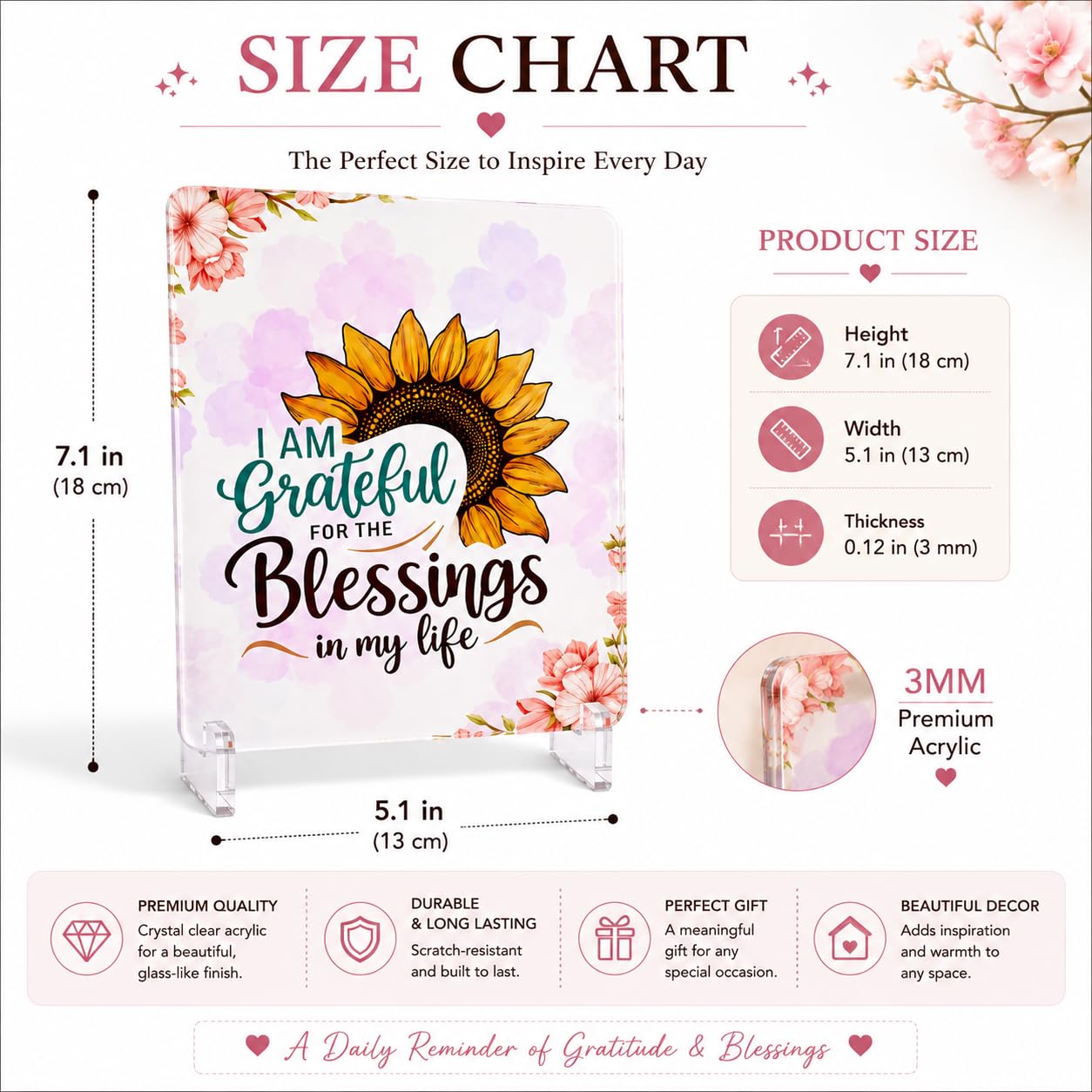 Christian Acrylic Desk Plaque – Bible Verse Display – Modern Acrylic Stand Frame for Home Office Decor, Faith Gift for Women Men