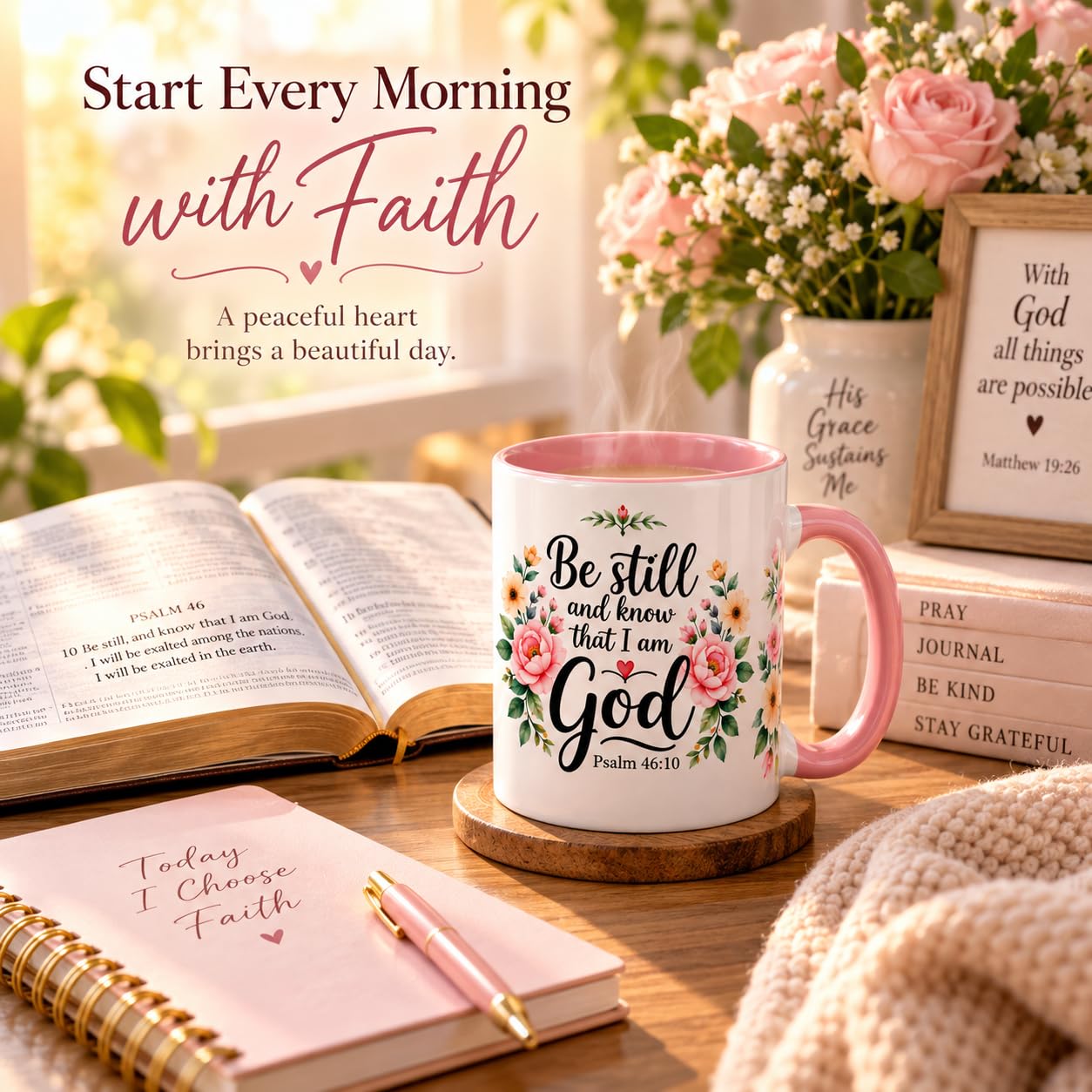 Grace & Blessings Christian Bible Verse Ceramic Coffee Mug