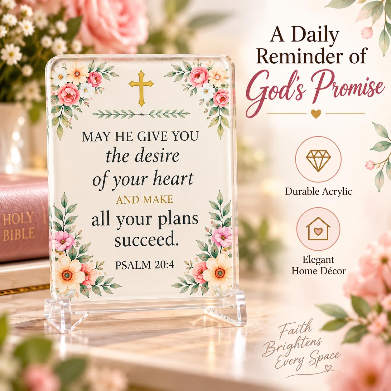 Christian Gift Set with Ceramic Mug, Notebook & Acrylic Stand