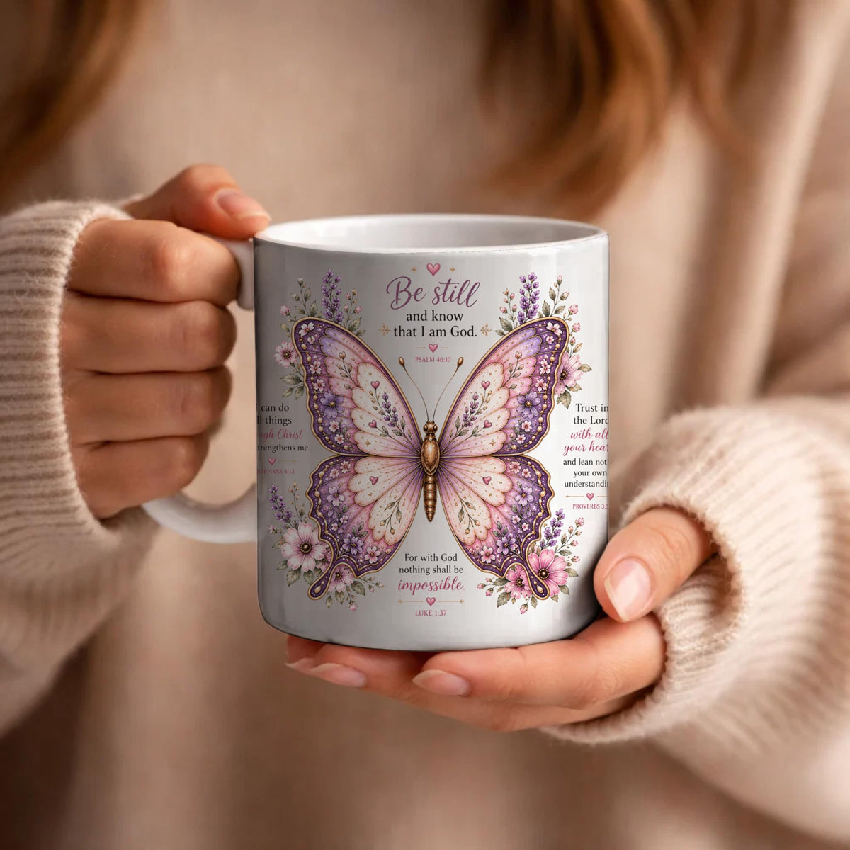 Grace & Blessings Christian Bible Verse Ceramic Coffee Mug |Blue