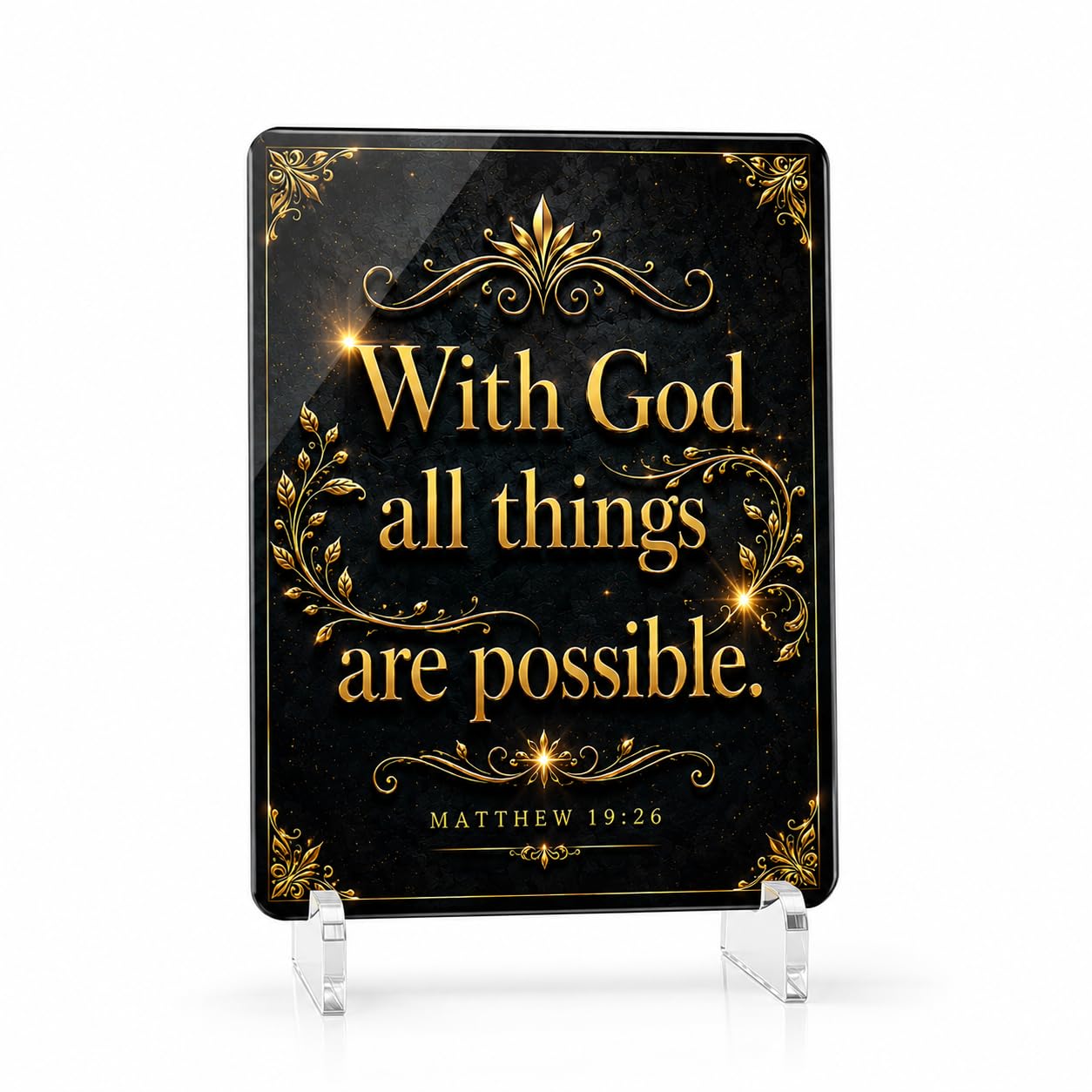 Christian Acrylic Desk Plaque – Bible Verse Display – Modern Acrylic Stand Frame for Home Office Decor, Faith Gift for Women Men