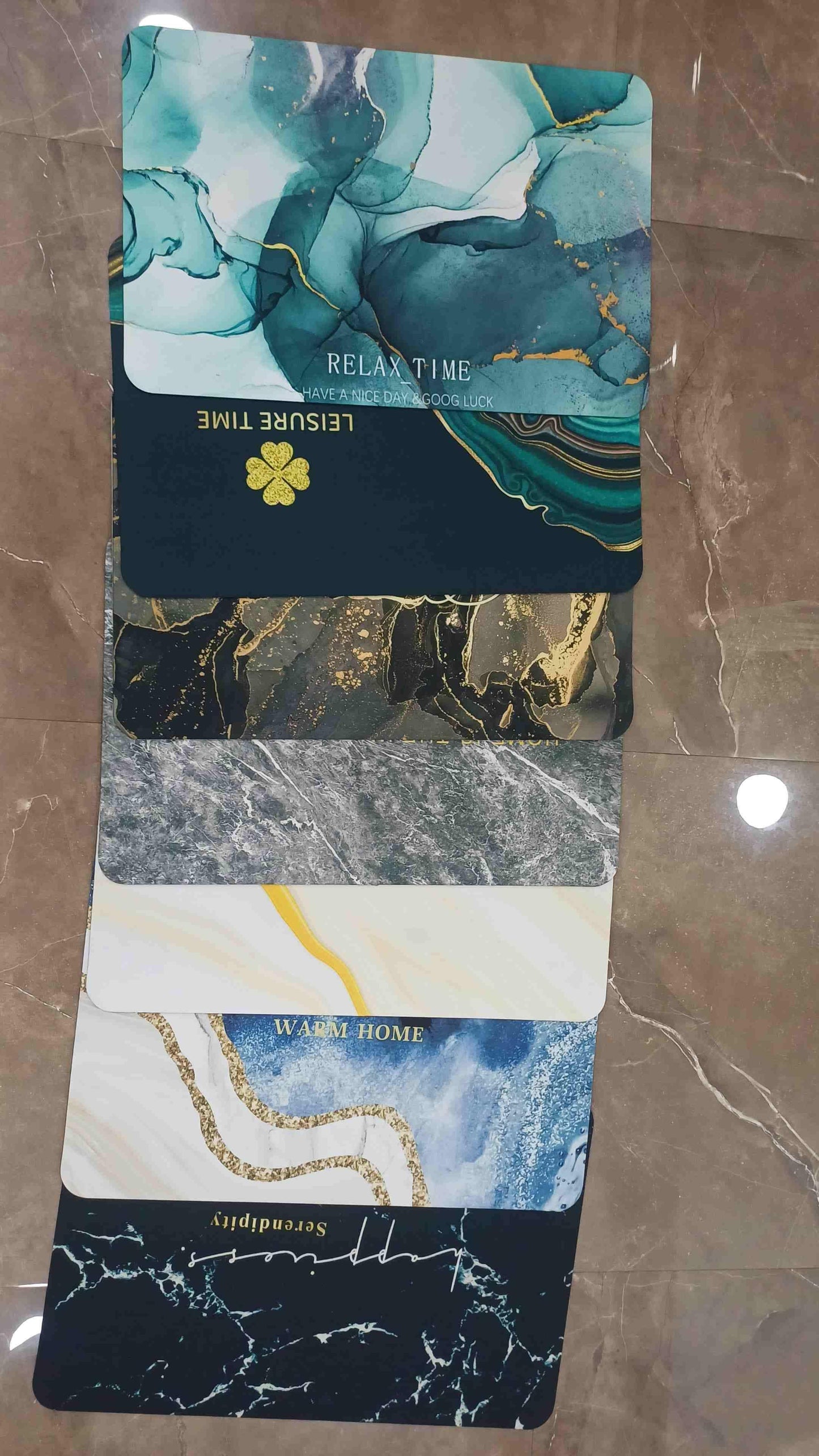 5D Multicolor Marble Print Mat – Non-Slip Rubber Mat for Home Use