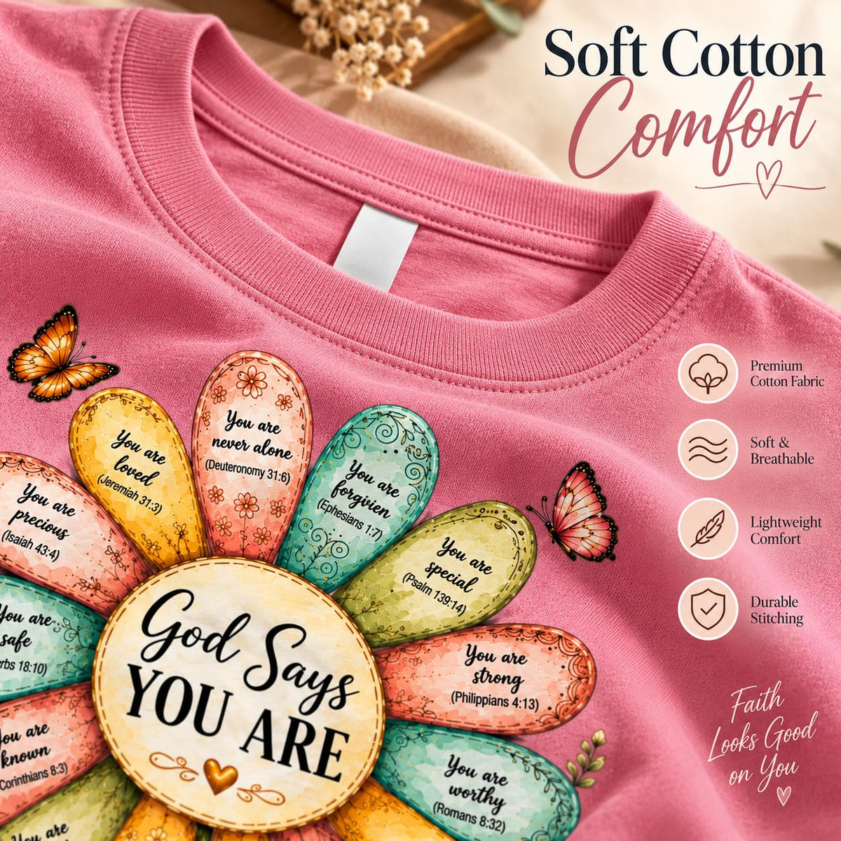 God Says You are Christian T-Shirt for Women | 100% Cotton