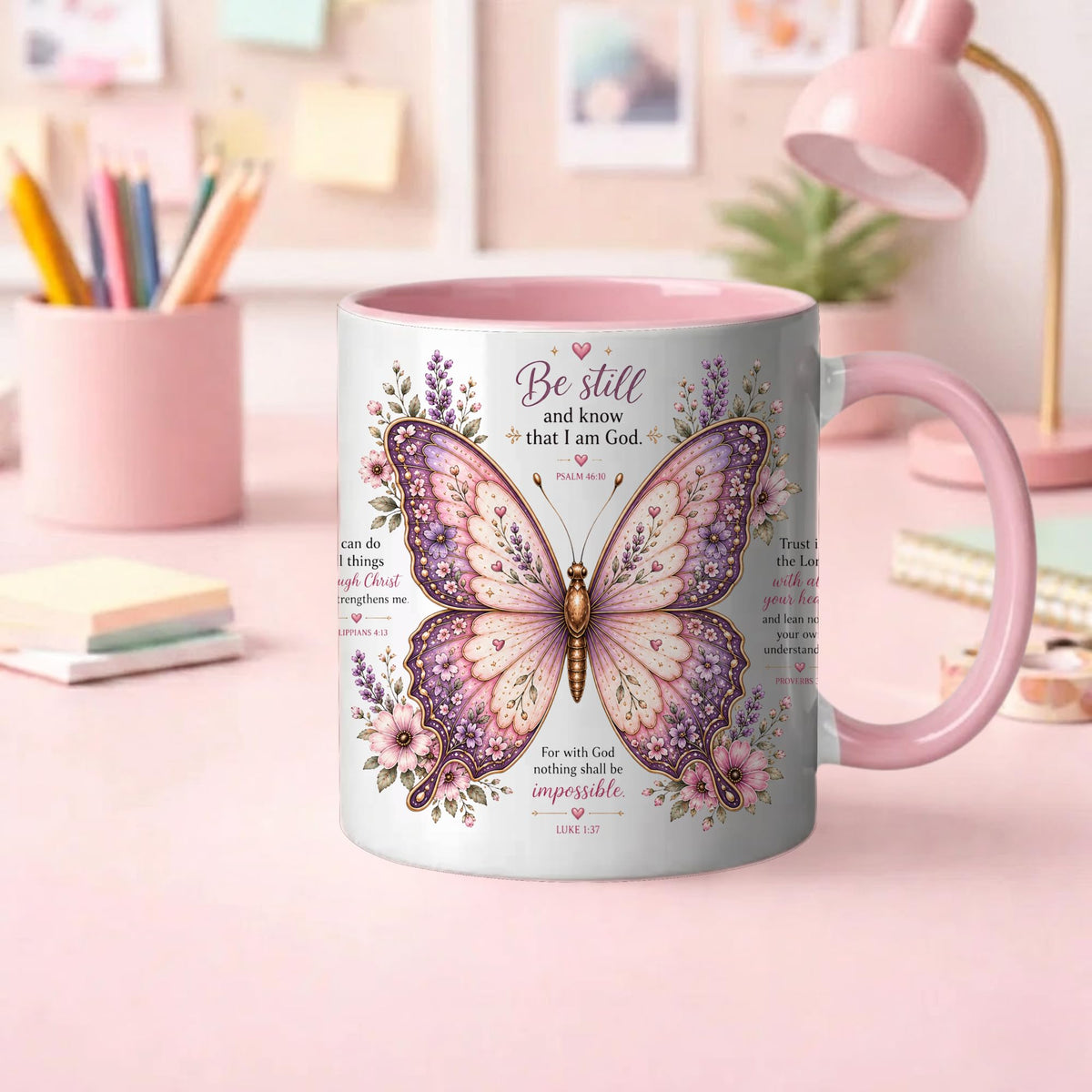 Grace & Blessings Christian Bible Verse Ceramic Coffee Mug |Blue