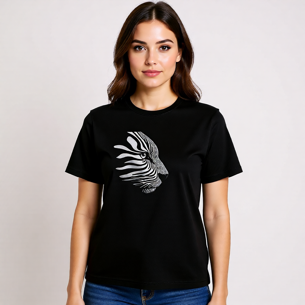 Abstract Lion Stripe Graphic T-Shirt - Modern Artistic Unisex Tee