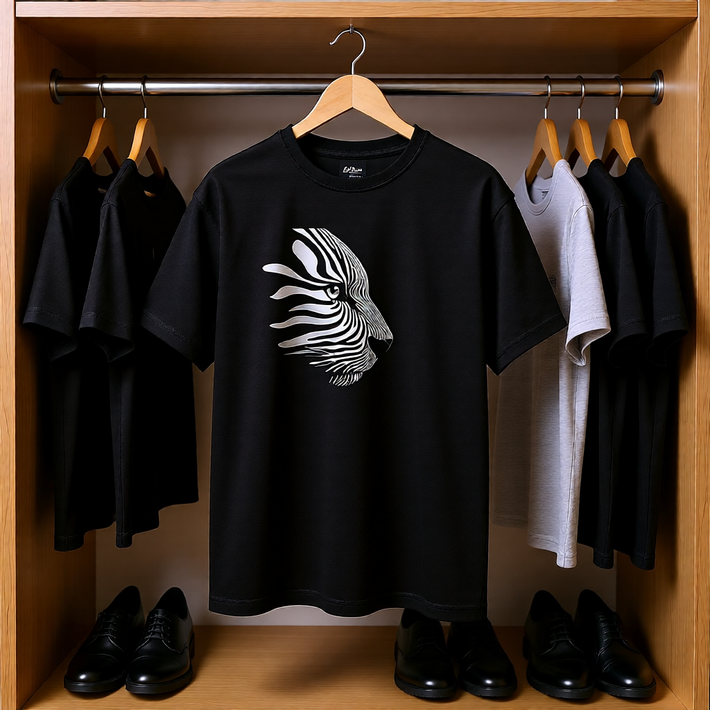 Abstract Lion Stripe Graphic T-Shirt - Modern Artistic Unisex Tee