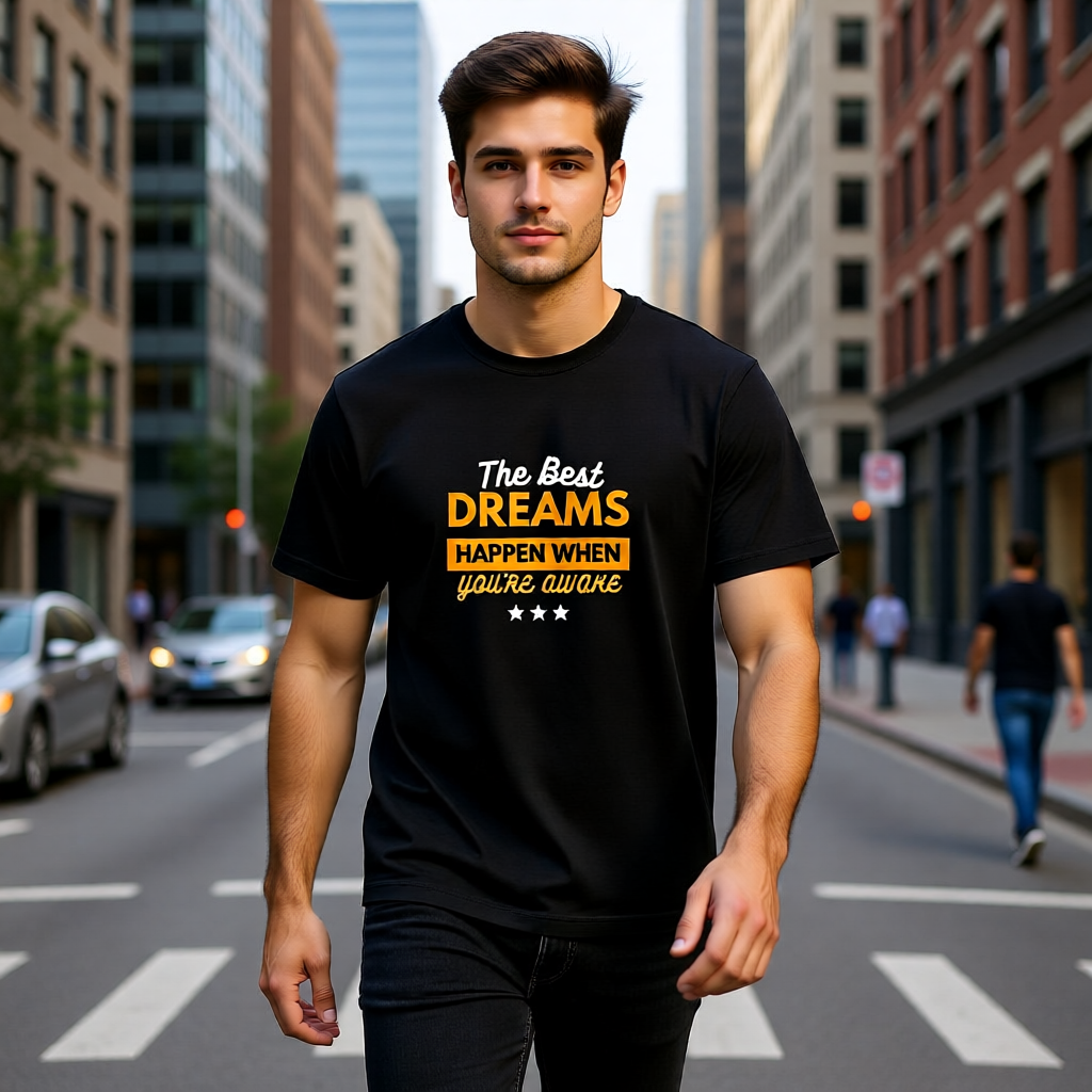 The Best Dreams Happen When You're Awake T-Shirt – Motivational Quote Tee