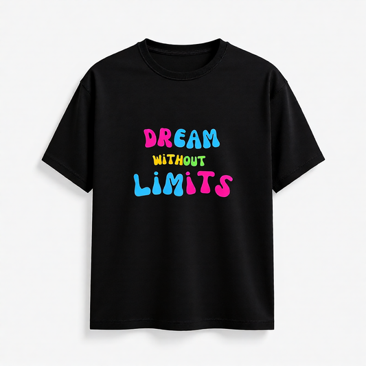 Dream Without Limits Colorful Typography T-Shirt – Motivational Aesthetic Tee