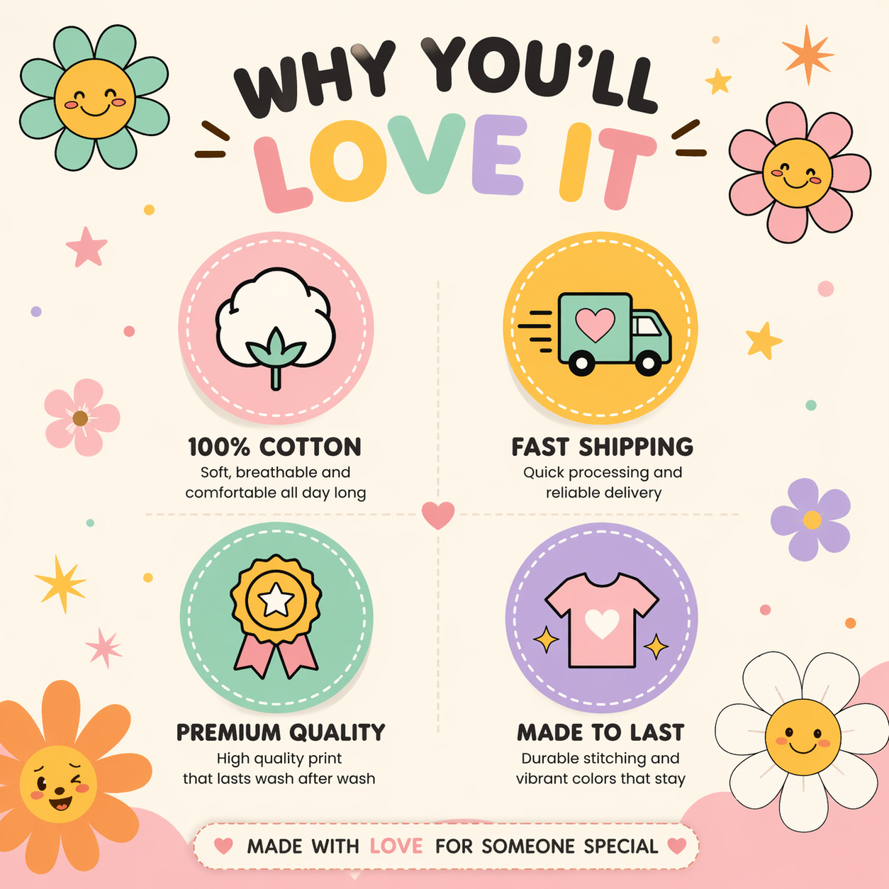 Mom T-Shirt Gift – Cute “I’m So Lucky to Have You” Floral Graphic Tee for Mother – Soft Cotton Casual Shirt – Perfect for Mother’s Day, Birthday Gift for Mom