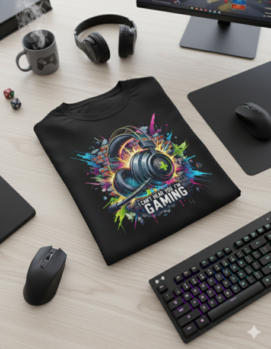 I Can't Hear You I'm Gaming" Premium Cotton Graphic Tee | Unisex Classic Crew T-Shirt