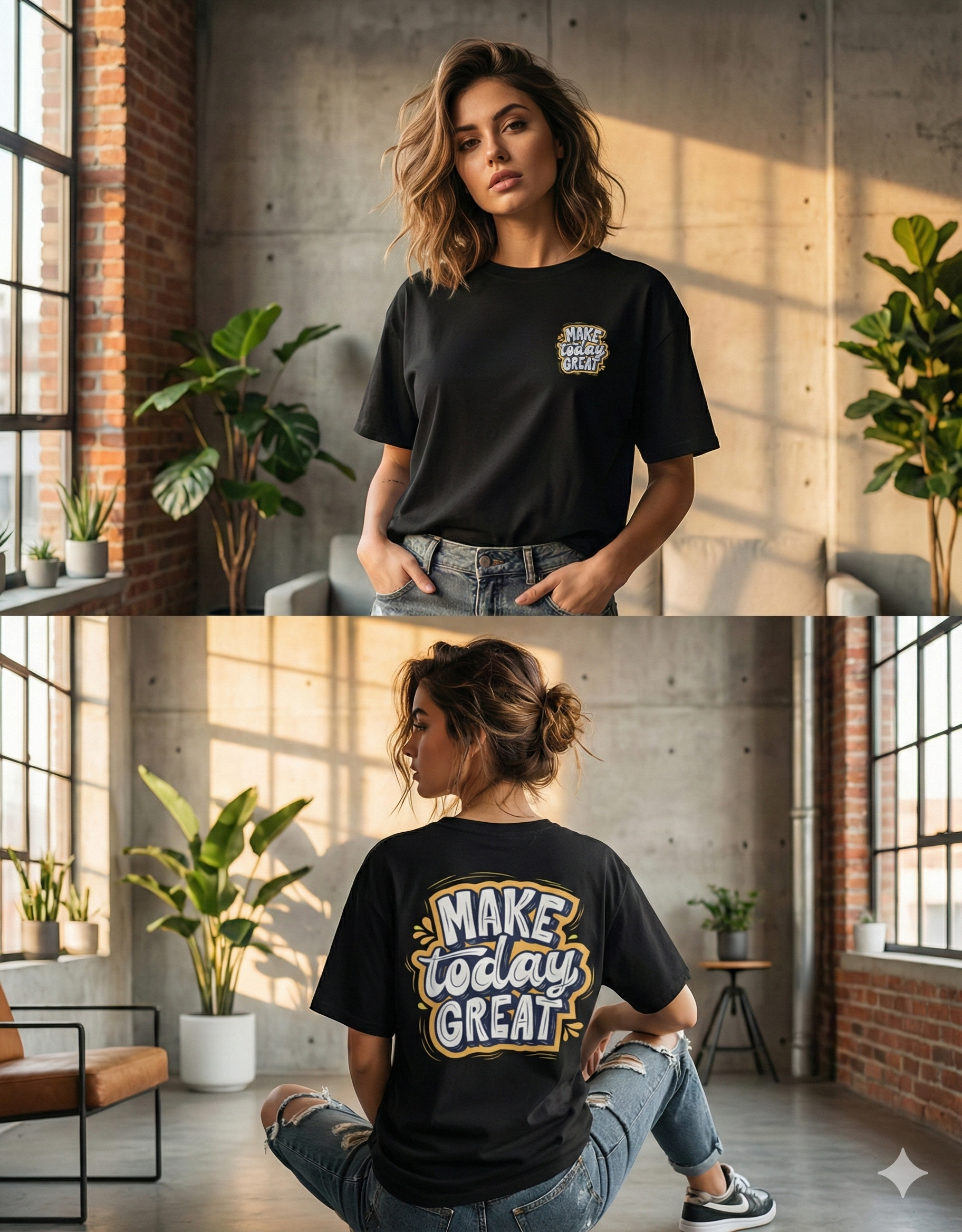 Make Today Great" Double-Sided Motivational Tee | Premium Black Unisex Graphic T-Shirt