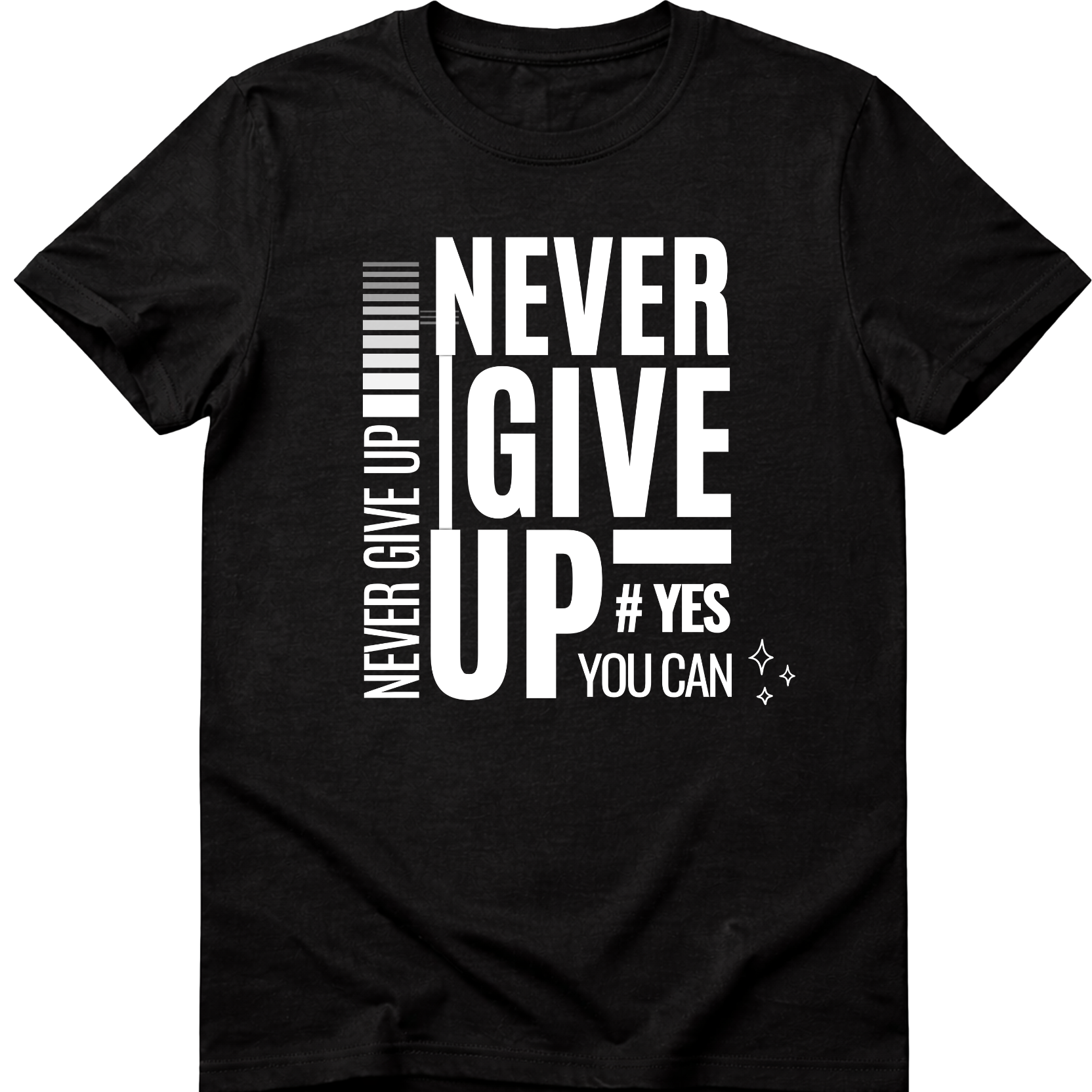 Never Give Up Doodle Graphic T-Shirt - Motivational Artistic Unisex Tee