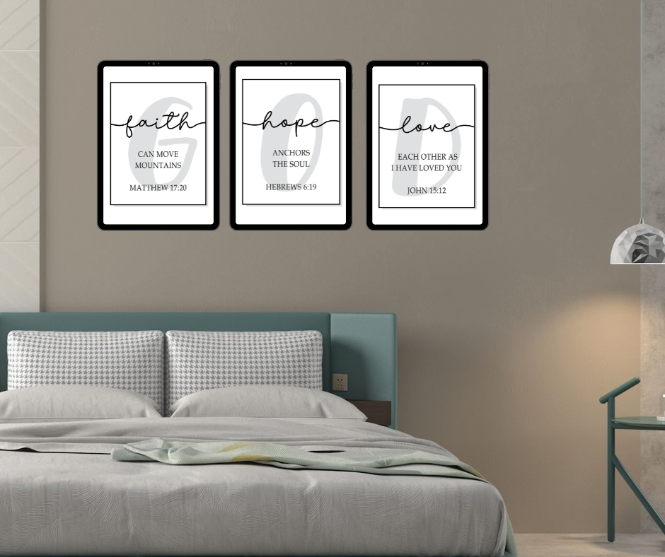 Bible Verse Wall Frame – Jesus Quotes Sticker Poster – Christian Home Décor (A3 & A4 Sizes, Pack of 3)