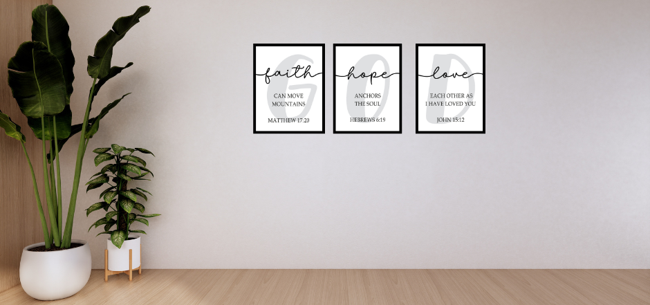 Bible Verse Wall Frame – Jesus Quotes Sticker Poster – Christian Home Décor (A3 & A4 Sizes, Pack of 3)